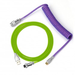 Coiled Aviator Cable Spring Wire Type-C - Green Purple